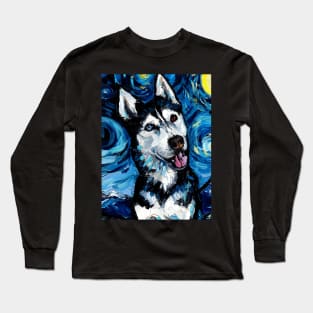 Happy Husky Night (Portrait) Long Sleeve T-Shirt